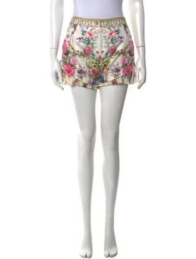 Pre-owned Camilla Silk Mini Shorts In White