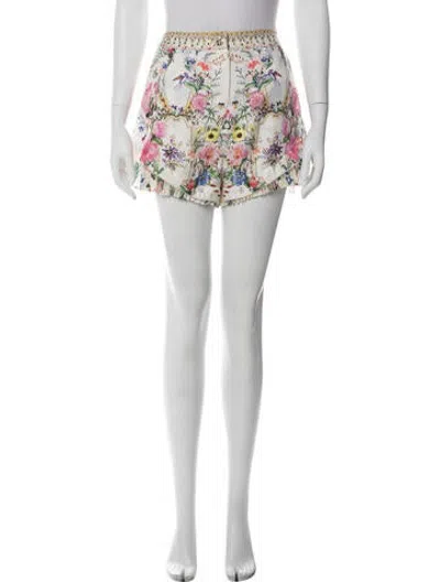 Pre-owned Camilla Silk Mini Shorts In White