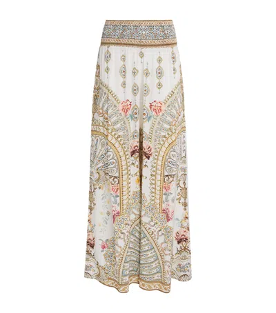 Camilla Silk Ottoman Dynasty Trousers In Gray