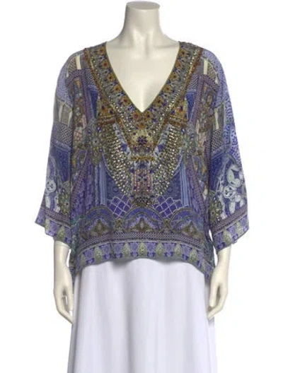 Pre-owned Camilla Silk Paisley Print Blouse In Blue