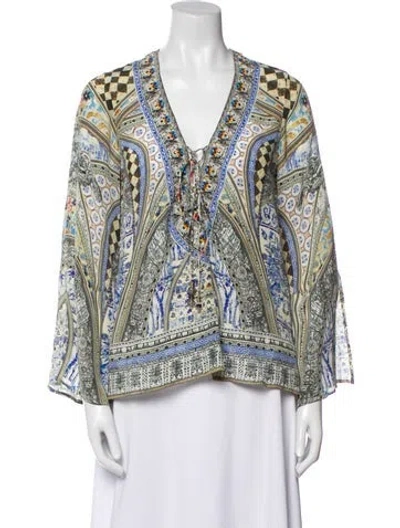 Pre-owned Camilla Silk Paisley Print Blouse In Blue