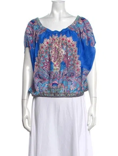 Pre-owned Camilla Silk Paisley Print Blouse In Blue