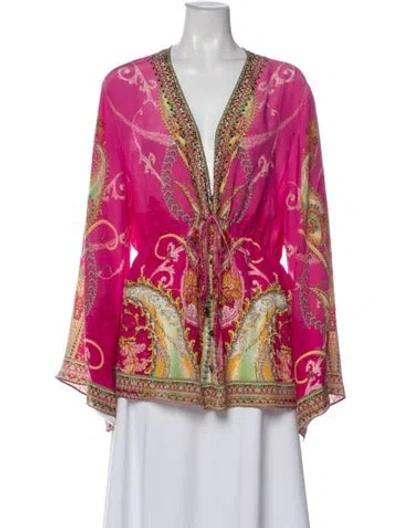 Pre-owned Camilla Silk Paisley Print Blouse In Pink