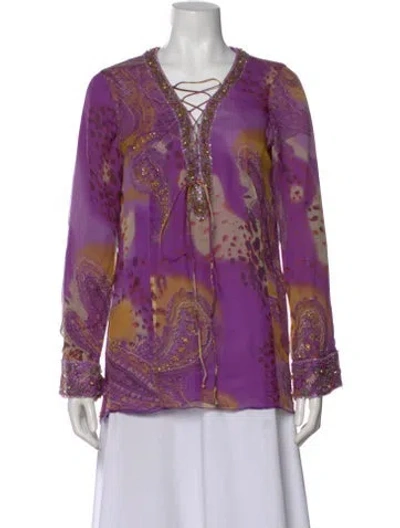 Pre-owned Camilla Silk Paisley Print Blouse In Purple
