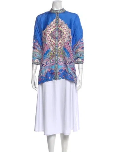 Pre-owned Camilla Silk Paisley Print Blouse W/ Tags In Blue