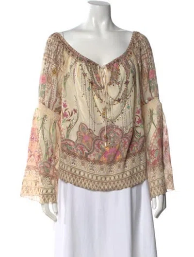 Pre-owned Camilla Silk Paisley Print Blouse W/ Tags In Neutral