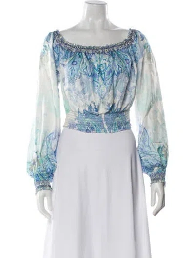 Pre-owned Camilla Silk Paisley Print Blouse In White