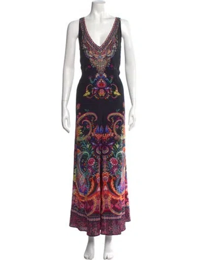 Pre-owned Camilla Silk Paisley Print Jumpsuit In Black