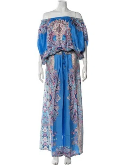 Pre-owned Camilla Silk Paisley Print Pant Set In Blue