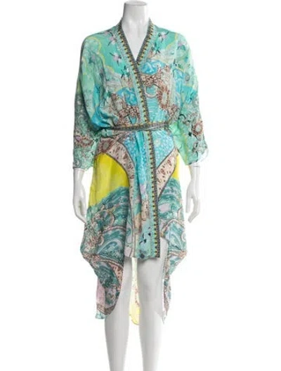 Pre-owned Camilla Silk Paisley Print Robe In Blue