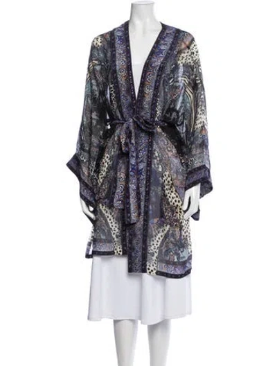 Pre-owned Camilla Silk Paisley Print Robe In Blue