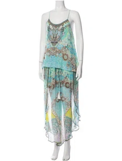 Pre-owned Camilla Silk Paisley Print Skirt Set W/ Tags In Green