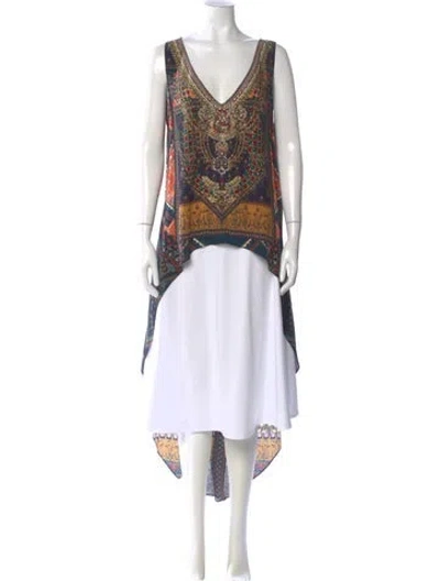 Pre-owned Camilla Silk Paisley Print Tunic In Blue