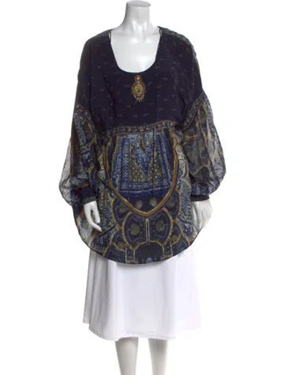 Pre-owned Camilla Silk Paisley Print Tunic W/ Tags In Blue
