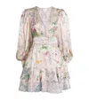 Camilla Button Front Long Sleeve Silk Charmeuse Minidress In Pink