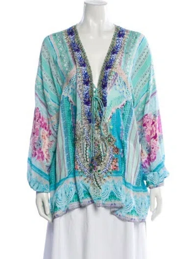 Pre-owned Camilla Silk Patterned Blouse In Blue