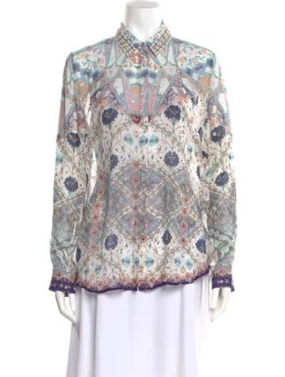 Pre-owned Camilla Silk Patterned Blouse In Blue