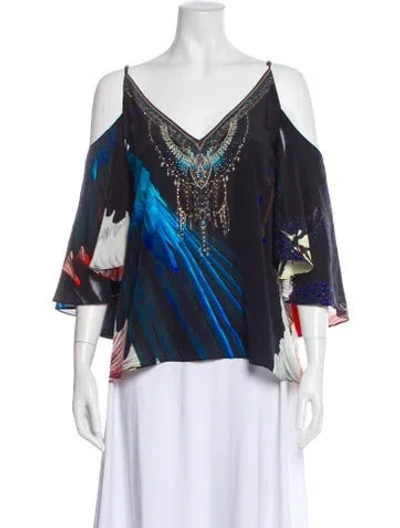 Pre-owned Camilla Silk Patterned Blouse In Blue