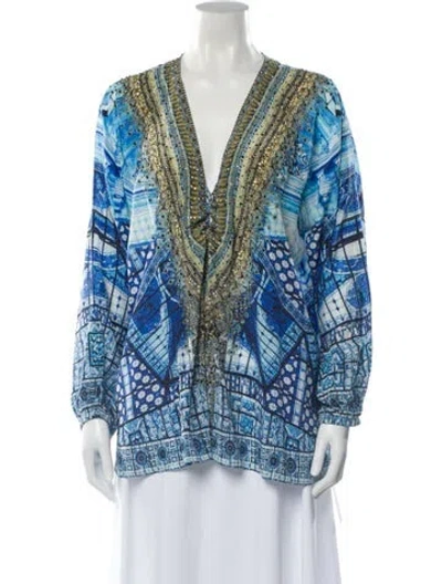 Pre-owned Camilla Silk Patterned Blouse In Blue