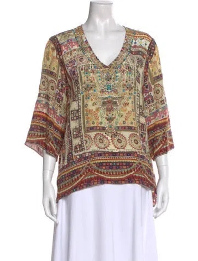 Pre-owned Camilla Silk Patterned Blouse In Neutral