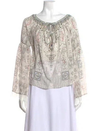 Pre-owned Camilla Silk Patterned Blouse In White