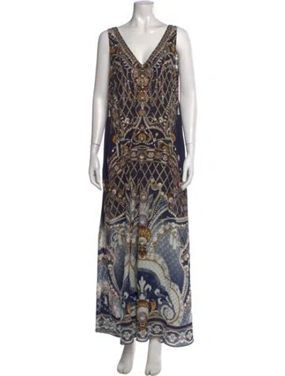 Pre-owned Camilla Silk Patterned Jumpsuit In Black
