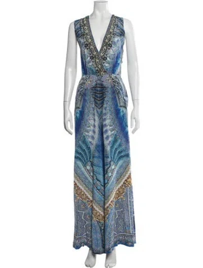 Pre-owned Camilla Silk Patterned Jumpsuit In Blue