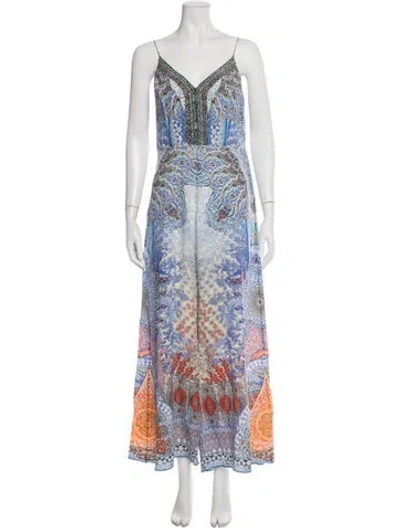 Pre-owned Camilla Silk Patterned Jumpsuit In Blue