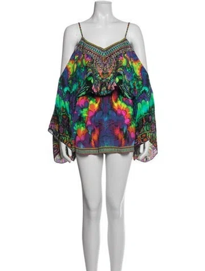 Pre-owned Camilla Silk Patterned Jumpsuit In Green