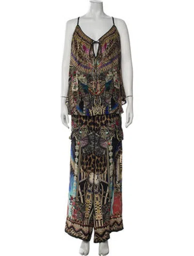 Pre-owned Camilla Silk Patterned Pant Set In Black