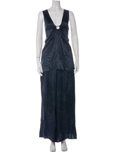 Pre-owned Camilla Silk Patterned Pant Set In Blue