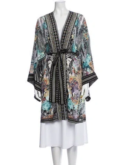 Pre-owned Camilla Silk Patterned Robe In Black