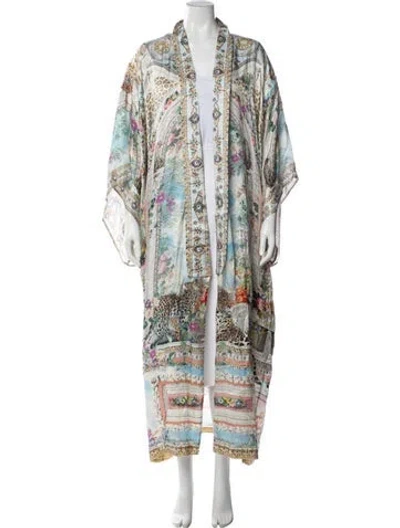 Pre-owned Camilla Silk Patterned Robe W/ Tags In Green/neutrals