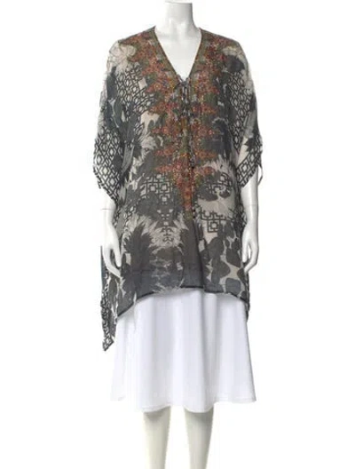 Pre-owned Camilla Silk Patterned Top In Black
