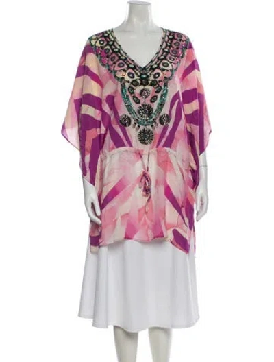 Pre-owned Camilla Silk Patterned Top In Pink
