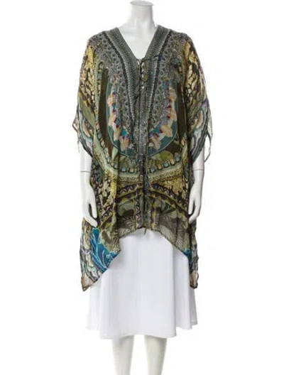 Pre-owned Camilla Silk Patterned Top In Purple