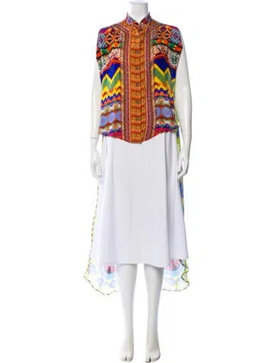 Pre-owned Camilla Silk Patterned Top In Yellow