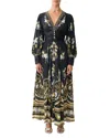 Camilla Ottoman Elegance Floral Silk Maxi Dress In Black