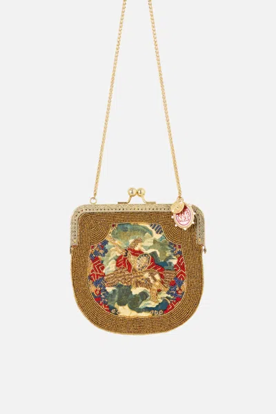 Camilla Silk Pouch With Metal Frame Closure Meet Me At The Met In Gold