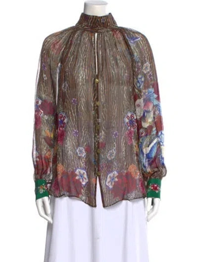 Pre-owned Camilla Silk Printed Blouse In Black