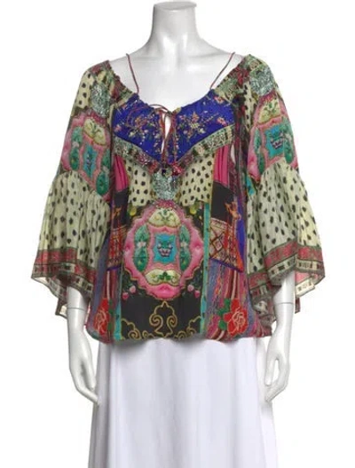 Pre-owned Camilla Silk Printed Blouse In Black