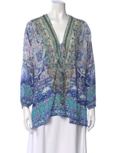 Pre-owned Camilla Silk Printed Blouse In Blue