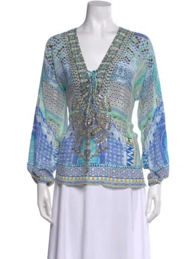 Pre-owned Camilla Silk Printed Blouse In Blue