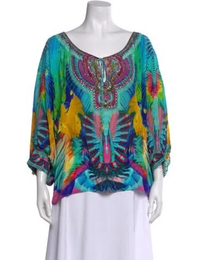 Pre-owned Camilla Silk Printed Blouse In Blue