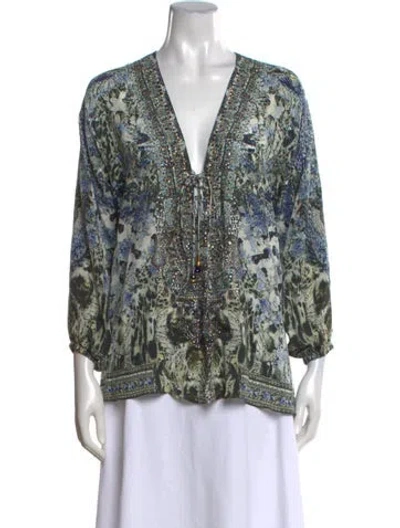 Pre-owned Camilla Silk Printed Blouse In Blue