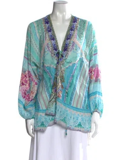 Pre-owned Camilla Silk Printed Blouse In Blue