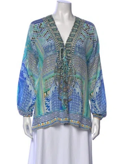 Pre-owned Camilla Silk Printed Blouse In Blue