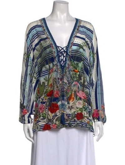 Pre-owned Camilla Silk Printed Blouse In Blue