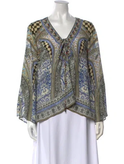 Pre-owned Camilla Silk Printed Blouse In Blue