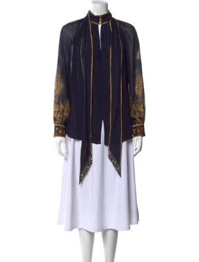 Pre-owned Camilla Silk Printed Blouse In Blue